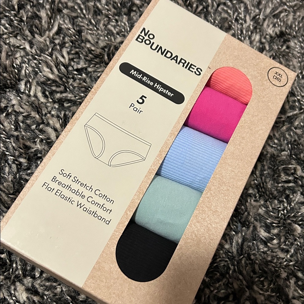 No Boundaries Underwear 5-Pack - Pink, Blue, Black - Picture 3 of 3